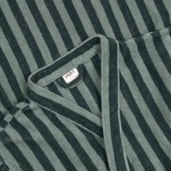Pine Green Pembroke Stripe Cotton Robe 13 Pine Green Pembroke Stripe Cotton Robe -Home Luxury Store PigletinBed PineGreenDressingGown Collar 1