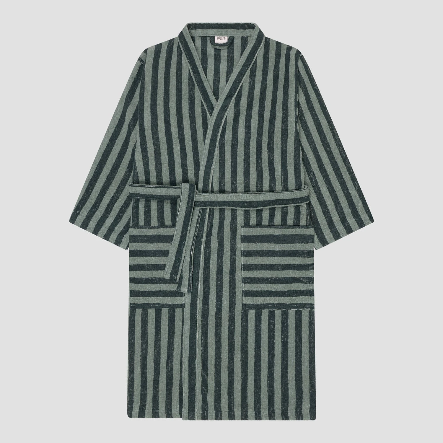 Pine Green Pembroke Stripe Cotton Robe 4 Pine Green Pembroke Stripe Cotton Robe - Image 2
