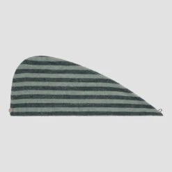 Pine Green Pembroke Stripe Cotton Hair Wrap -Home Luxury Store PigletinBed PineGreenHairTowel 1