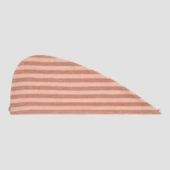 Sand Shell Pembroke Stripe Cotton Hair Wrap -Home Luxury Store PigletinBed SandshellHairTowel 1