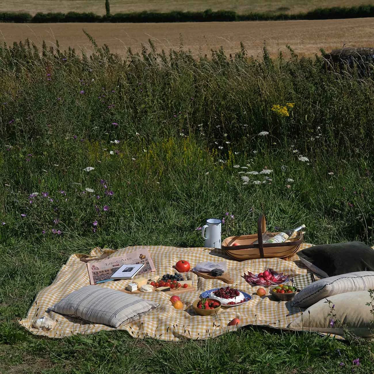 Honey Gingham Linen Tablecloth 3 Honey Gingham Linen Tablecloth