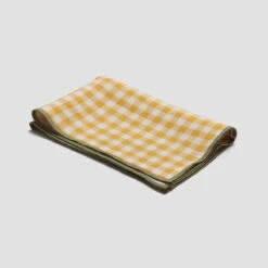 Honey Gingham Linen Placemats Set Of 4 7 Honey Gingham Linen Placemats Set Of 4 -Home Luxury Store PigletinBed Tableware Placemat HoneyGingham 2 GreyBG