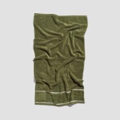 Botanical Green Bath Towel -Home Luxury Store PigletinBed TerryCotton 62 greyBG