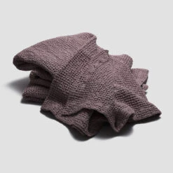 Elderberry Waffle Cotton Throw -Home Luxury Store PigletinBed WaffleCottonThrow Elderberry 3 GreyBG