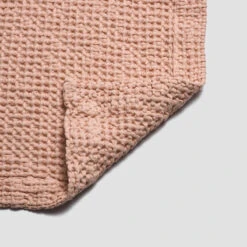 French Rose Waffle Cotton Throw -Home Luxury Store PigletinBed WaffleCottonThrow FrenchRose 4 GreyBG