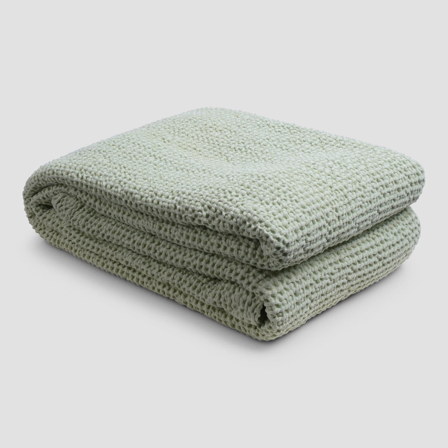 Sage Green Waffle Cotton Throw 3 Sage Green Waffle Cotton Throw