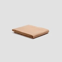 Cafe Au Lait Washed Cotton Percale Flat Sheet