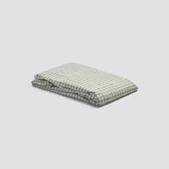 Pear Small Gingham Cotton Fitted Sheet -Home Luxury Store PigletinBed WashedCottonFittedSheet PearGingham 1 greyBG 7fd1dc1c 404e 4db4 ae34 8862bbbe52bf