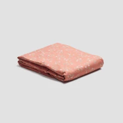 Apricot Floral Cotton Flat Sheet -Home Luxury Store PigletinBed WashedCottonFlatSheet SpringSprig Apricot 1 GreyBG
