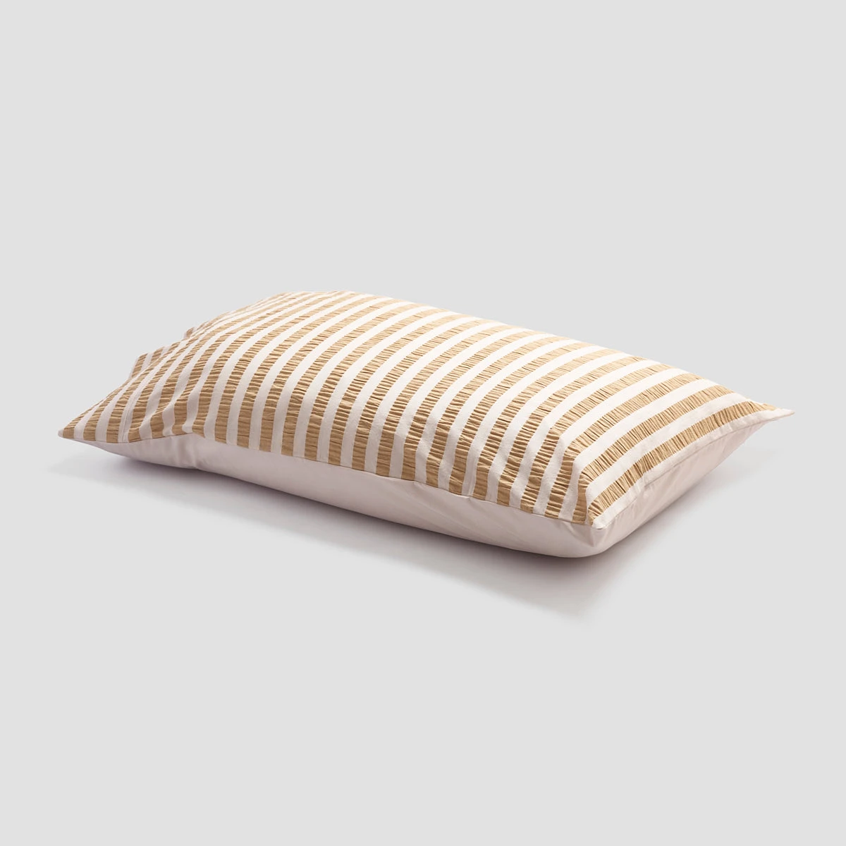 Ochre Seersucker Stripe Cotton Pillowcases (Pair) 5 Ochre Seersucker Stripe Cotton Pillowcases (Pair) - Image 3