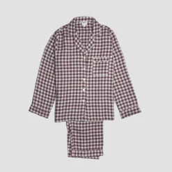 Berry Gingham Pyjama Trouser Set -Home Luxury Store PigletinBed Women sGinghamLinenPyjamaTrousersSet Berry GreyBG