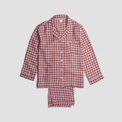 Mineral Red Gingham Pyjama Trouser Set 11 Mineral Red Gingham Pyjama Trouser Set -Home Luxury Store PigletinBed Women sLinenPyjamaTrouserSet MineralRedGingham 1 greyBG
