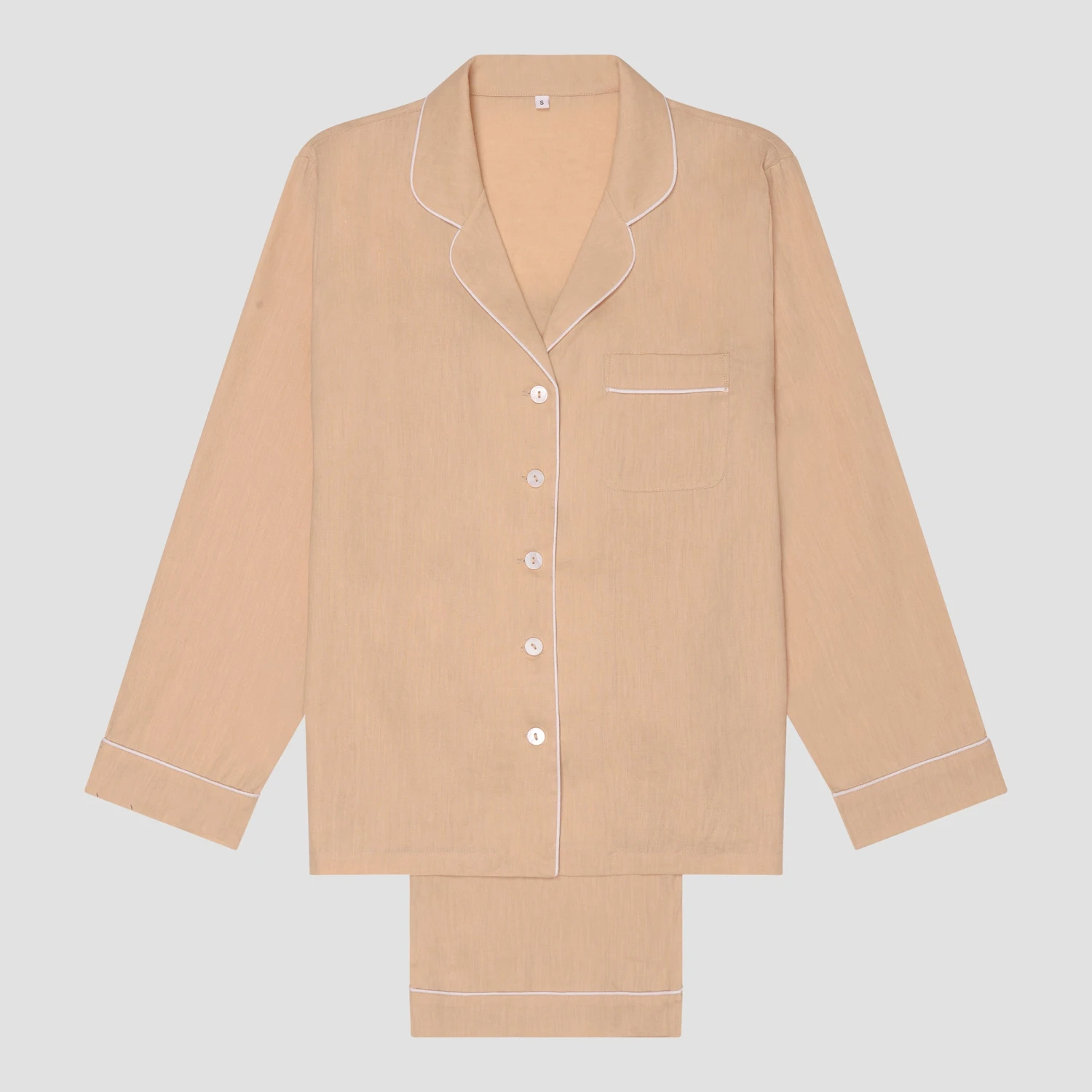 Almond Linen Tencel Women's Pyjama Trouser Set 5 Almond Linen Tencel Women's Pyjama Trouser Set - Image 3