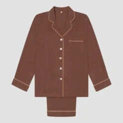 Barley Brown Linen Tencel Pyjama Trouser Set -Home Luxury Store PigletinBed Women sLinenTencelPJ BarleyBrown TrousersSet