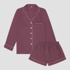 Fresh Fig Linen Tencel Pyjama Shorts Set 9 Fresh Fig Linen Tencel Pyjama Shorts Set -Home Luxury Store PigletinBed Women sLinenTencelPJ FreshFig ShortsSet