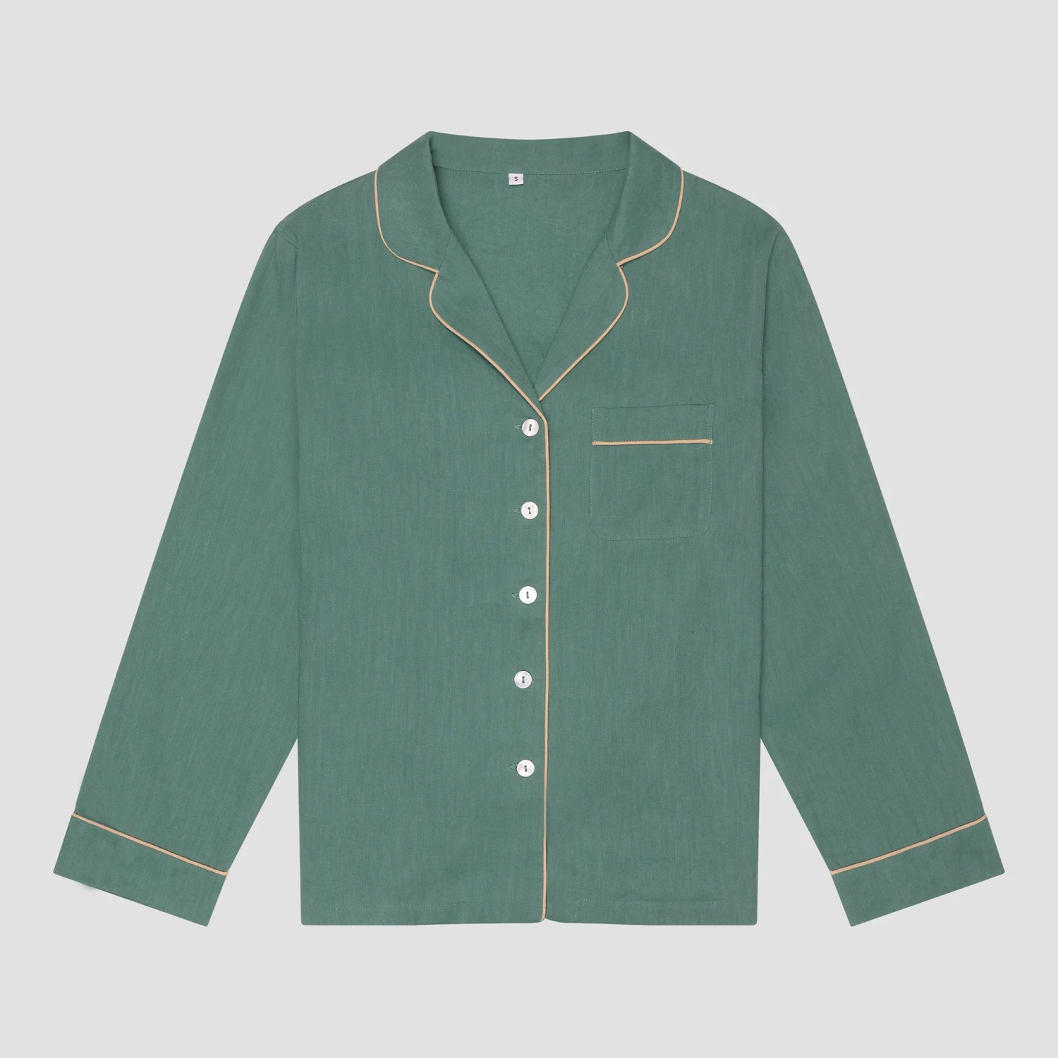 Tranquil Green Linen Tencel Women's Pyjama Shirt 4 Tranquil Green Linen Tencel Women's Pyjama Shirt - Image 2