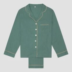 Tranquil Green Linen Tencel Women's Pyjama Trouser Set 9 Tranquil Green Linen Tencel Women's Pyjama Trouser Set -Home Luxury Store PigletinBed Women sLinenTencelPJ TranquilGreen TrousersSet
