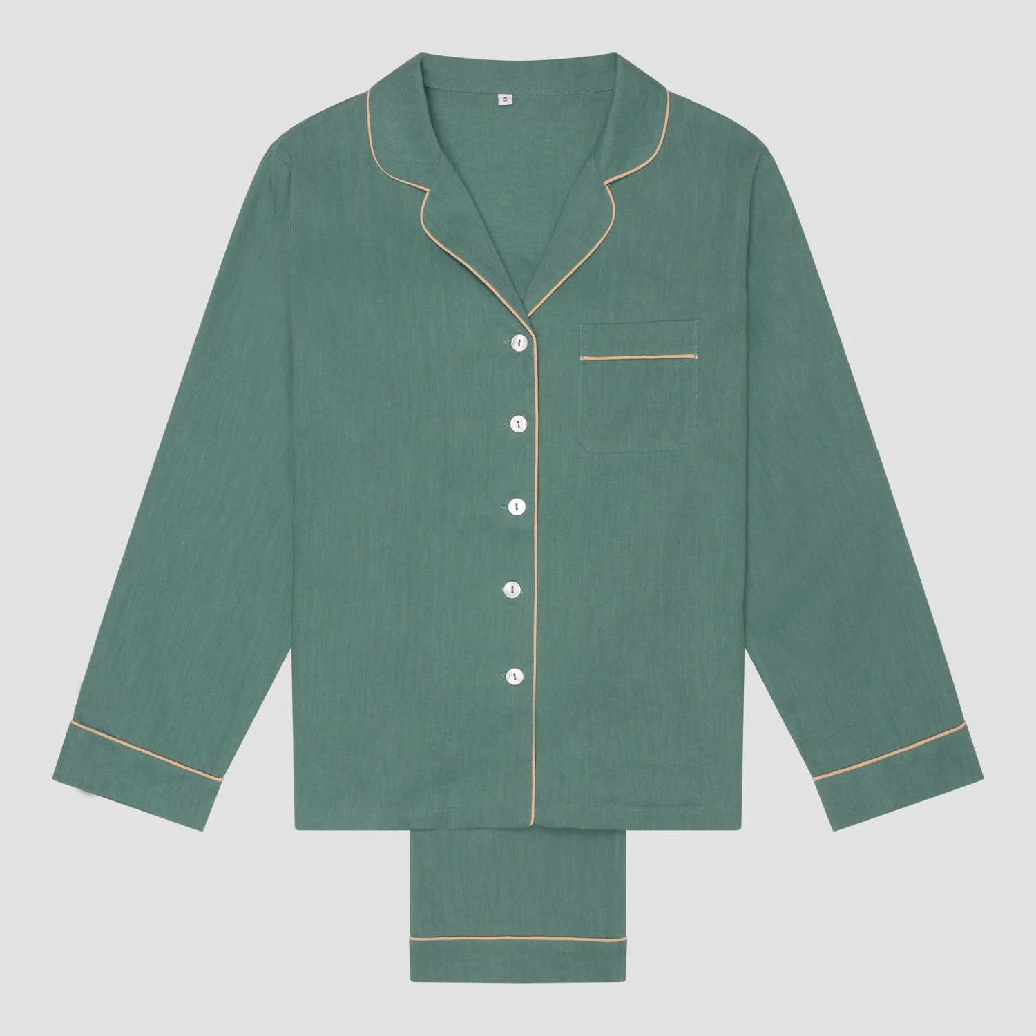 Tranquil Green Linen Tencel Women's Pyjama Trouser Set 6 Tranquil Green Linen Tencel Women's Pyjama Trouser Set - Image 4