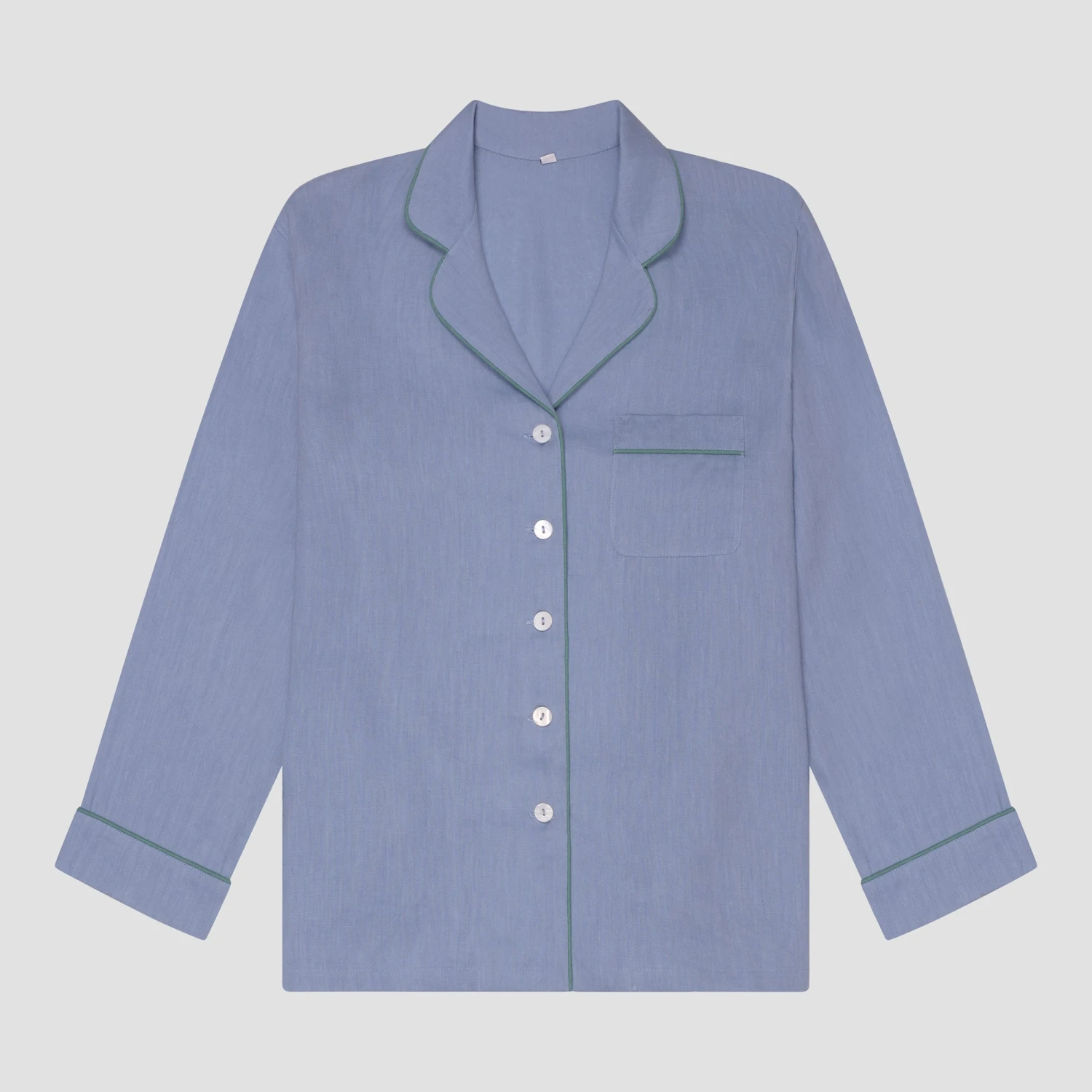 Wave Blue Linen Tencel Women's Pyjama Shirt 5 Wave Blue Linen Tencel Women's Pyjama Shirt - Image 3