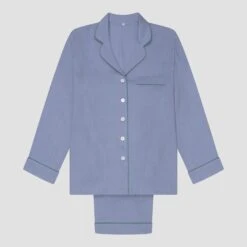 Wave Blue Linen Tencel Women's Pyjama Trouser Set 9 Wave Blue Linen Tencel Women's Pyjama Trouser Set -Home Luxury Store PigletinBed Women sLinenTencelPJ WaveBlue TrousersSet