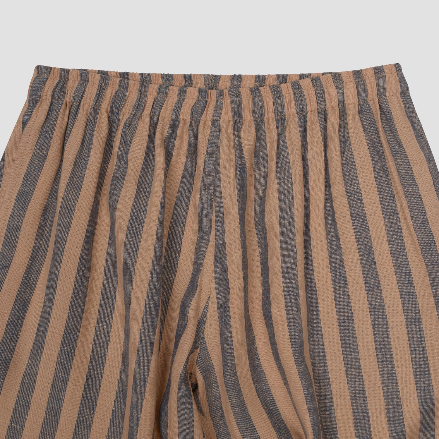Blue & Porcini Striped Linen Tencel Women's PJ Shorts 5 Blue & Porcini Striped Linen Tencel Women's PJ Shorts - Image 3