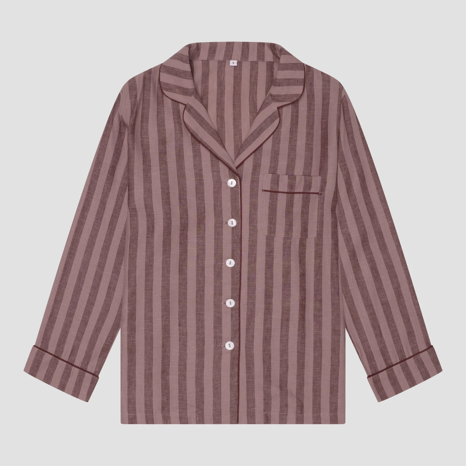 Port & Woodrose Striped Linen Tencel Men's PJ Shirt 4 Port & Woodrose Striped Linen Tencel Men's PJ Shirt - Image 2