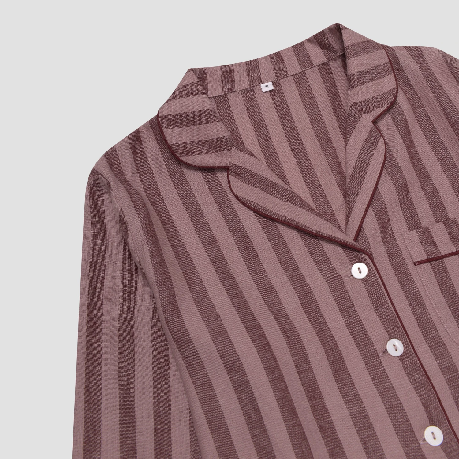 Port & Woodrose Striped Linen Tencel Women's PJ Shirt 4 Port & Woodrose Striped Linen Tencel Women's PJ Shirt - Image 2