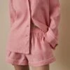 Pink Bloom Linen Tencel Pyjama Shorts -Home Luxury Store PinkBloomLinenTencilWomen sPyjamaShortsSet 888