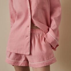 Pink Bloom Linen Tencel Pyjama Shorts