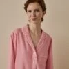 Pink Bloom Linen Tencel Pyjama Shirt 1 Pink Bloom Linen Tencel Pyjama Shirt -Home Luxury Store PinkBloomLinenTencilWomen sPyjamaTrouserSet 740
