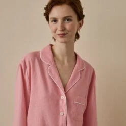 Pink Bloom Linen Tencel Pyjama Shirt