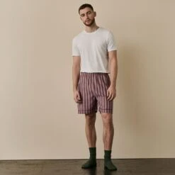 Port & Woodrose Striped Linen Tencel Men's PJ Shorts -Home Luxury Store PortandWoodroseStripeLinenTencilMen sPyjamaShorts 5476