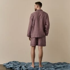 Port & Woodrose Striped Linen Tencel Men's PJ Short Set -Home Luxury Store PortandWoodroseStripeLinenTencilMen sPyjamaShortsSet 4892