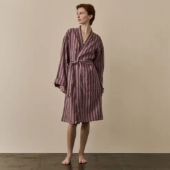 Port & Woodrose Striped Linen Tencel Robe -Home Luxury Store PortandWoodroseStripeLinenTencilRobe 3717