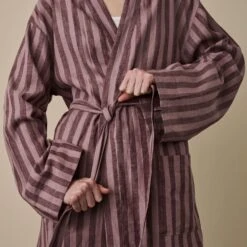 Port & Woodrose Striped Linen Tencel Robe -Home Luxury Store PortandWoodroseStripeLinenTencilRobe 3755