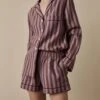 Port & Woodrose Striped Linen Tencel Women's PJ Shorts