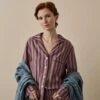 Port & Woodrose Striped Linen Tencel Women's PJ Shirt -Home Luxury Store PortandWoodroseStripeLinenTencilWomen sPyjamaShortsSet 3397
