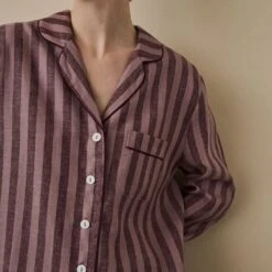 Port & Woodrose Striped Linen Tencel Women's PJ Shirt 9 Port & Woodrose Striped Linen Tencel Women's PJ Shirt -Home Luxury Store PortandWoodroseStripeLinenTencilWomen sPyjamaTrouserSet 3276