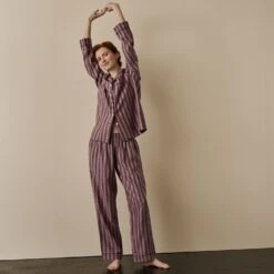 Port & Woodrose Striped Linen Tencel Women's PJ Trousers