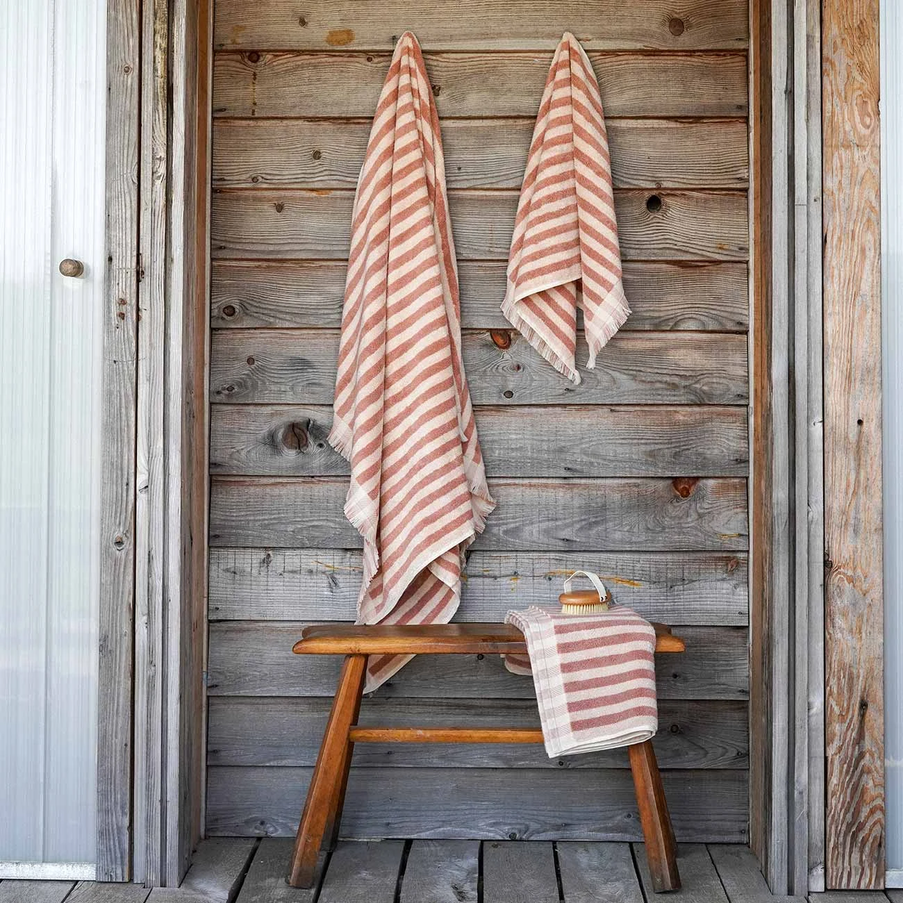 Sand Shell Pembroke Stripe Cotton Towels 3 Sand Shell Pembroke Stripe Cotton Towels