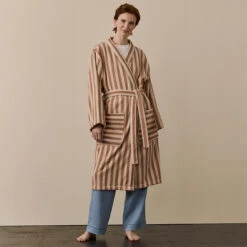 Sand Shell Pembroke Stripe Cotton Robe -Home Luxury Store SandShellPembrokeStripeDressingGown 8699 1200x1200 WEB