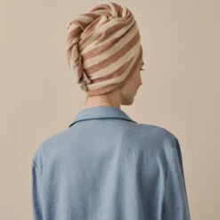 Sand Shell Pembroke Stripe Cotton Hair Wrap -Home Luxury Store SandShellPembrokeStripeHairTowel 9734 1200x1200 WEB