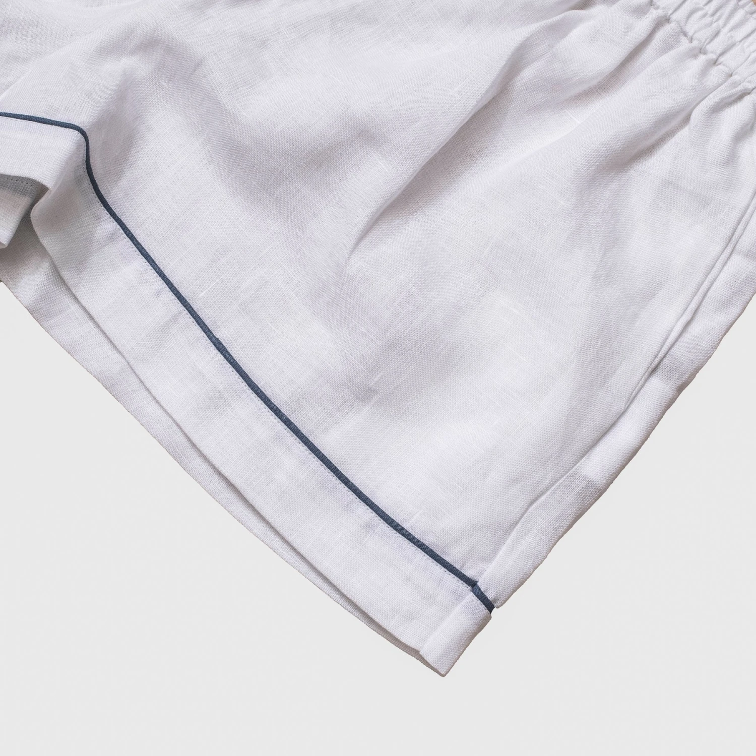 White Linen Pyjama Shorts 5 White Linen Pyjama Shorts - Image 3