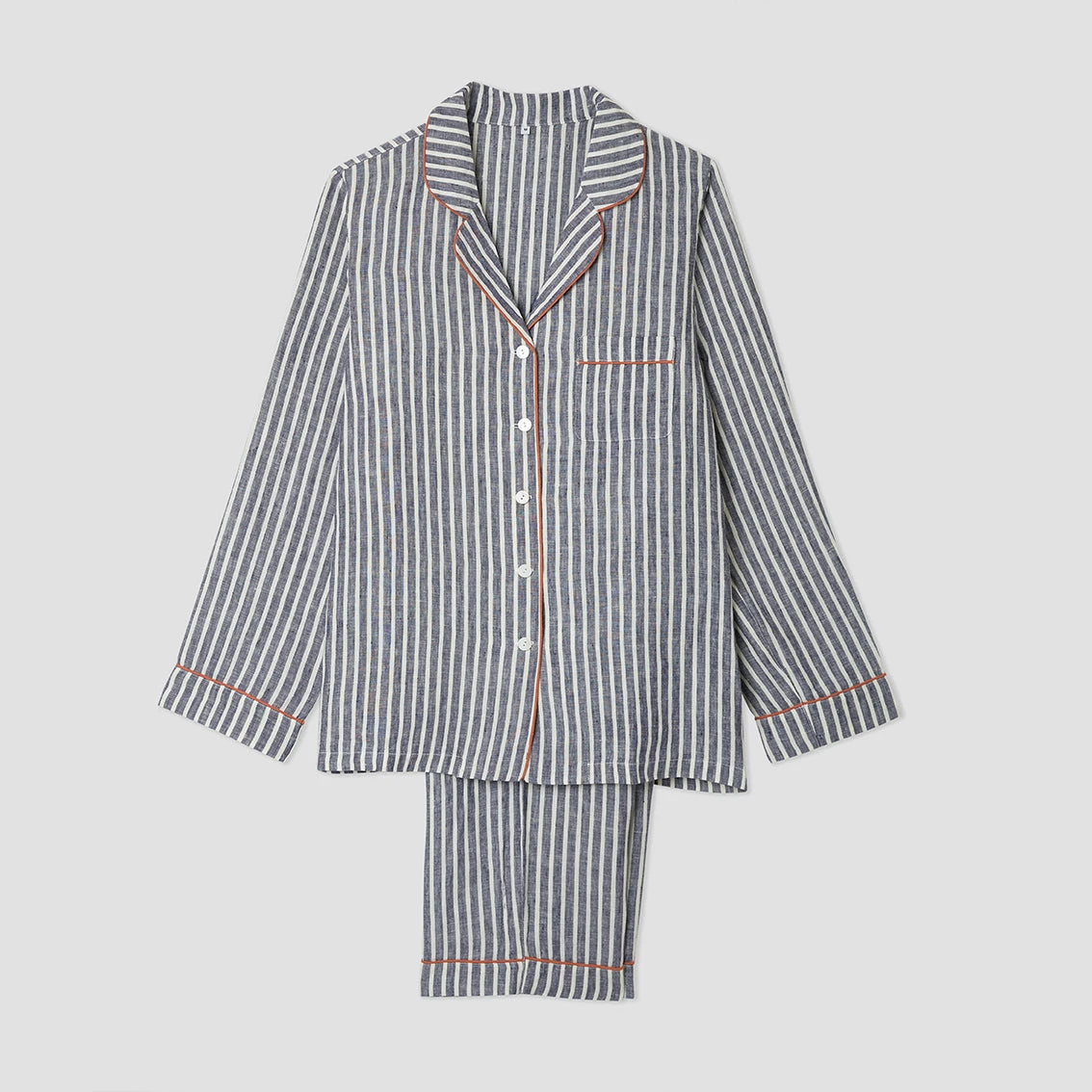 Midnight Stripe Linen Pyjama Trouser Set 6 Midnight Stripe Linen Pyjama Trouser Set - Image 4
