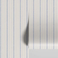 Dusk Blue Ticking Stripe Wallpaper
