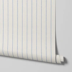 Dusk Blue Ticking Stripe Wallpaper -Home Luxury Store Ticking Stripe Dusk Blue 4