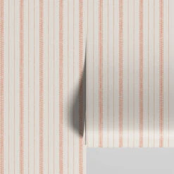 Peach Sunset Ticking Stripe Wallpaper