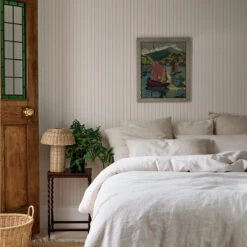 Peach Sunset Ticking Stripe Wallpaper -Home Luxury Store Ticking Stripe Peach Sunset 3