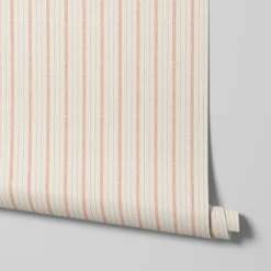 Peach Sunset Ticking Stripe Wallpaper -Home Luxury Store Ticking Stripe Peach Sunset 4
