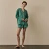 Tranquil Green Linen Tencel Women's Pyjama Shorts -Home Luxury Store TranquilGreenLinenTencilWomen sPyjamaShortsSet 488